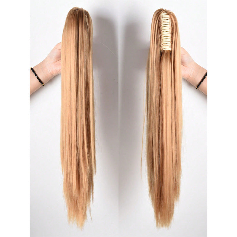 Women's Long Straight Ponytail Wig with Clip-in Medium-length in Dark Brown
