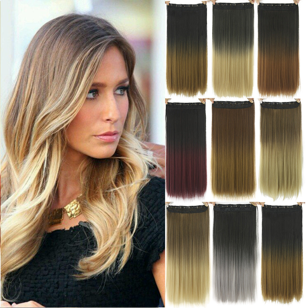 Dyed Gradual Straight Hair Clip Curtain T-color Extension Piece in A