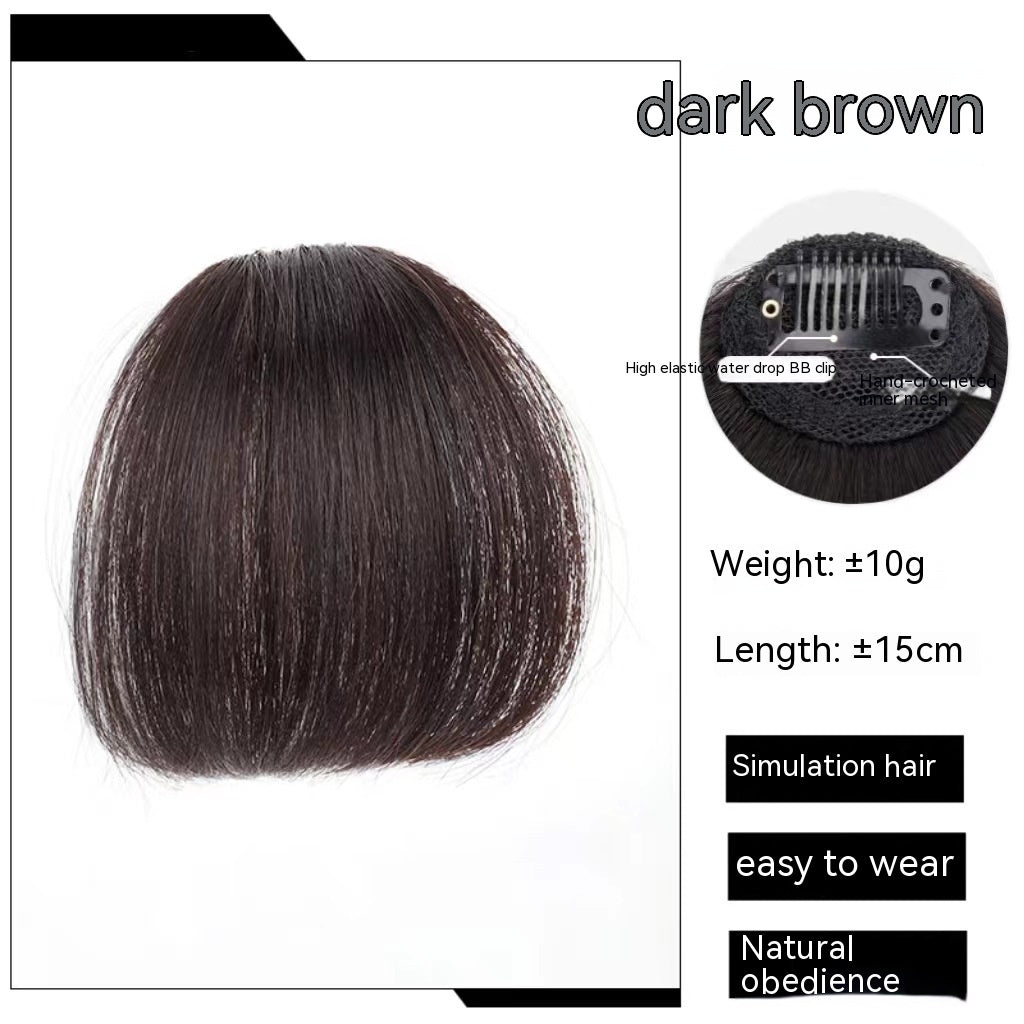 Natural Forehead Artificial Hair Straight Bangs Wig Set Seamless Invisible in With Temples Light Brown