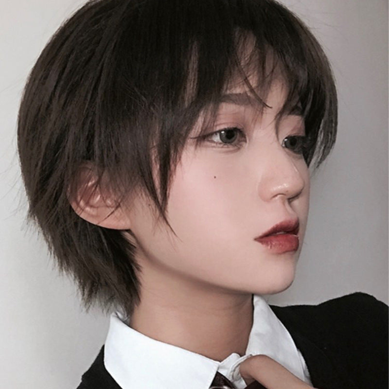 Wigs for Men and Women with Short Hair Bangs in Offwhite