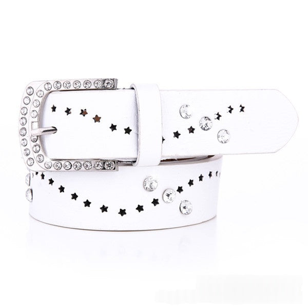New Women's Belt A Rhinestone-embellished Fashionable Korean-style Hollowed-out Design in Yellow