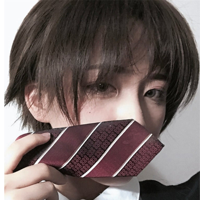 Wigs for Men and Women with Short Hair Bangs in Dark brown