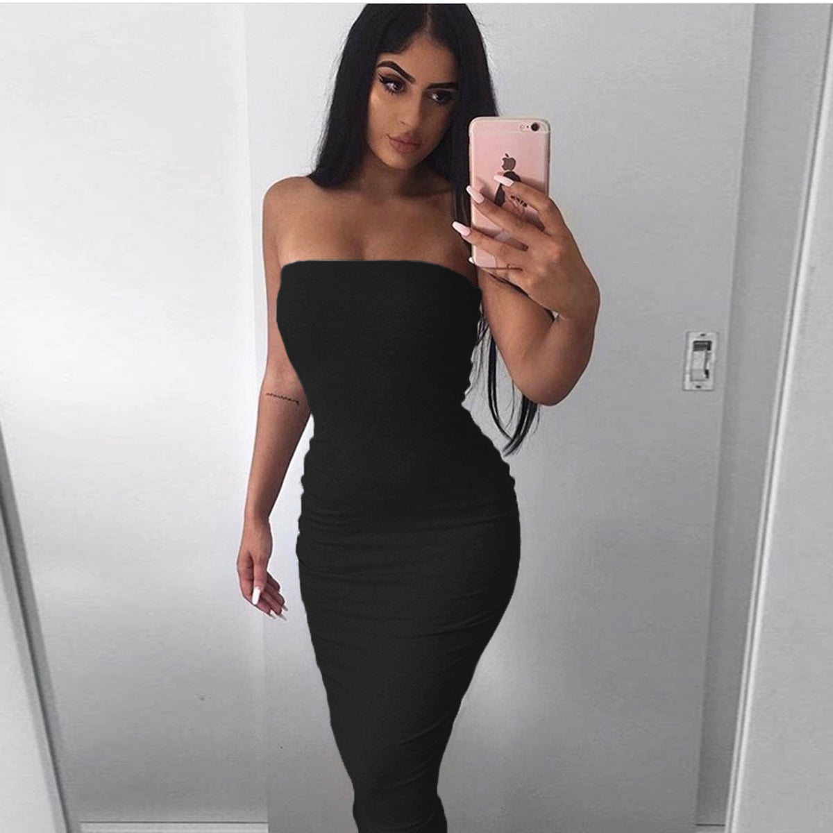Sleeveless Wrapped Chest Long Beach Dress Women Clothing Summer in army green
