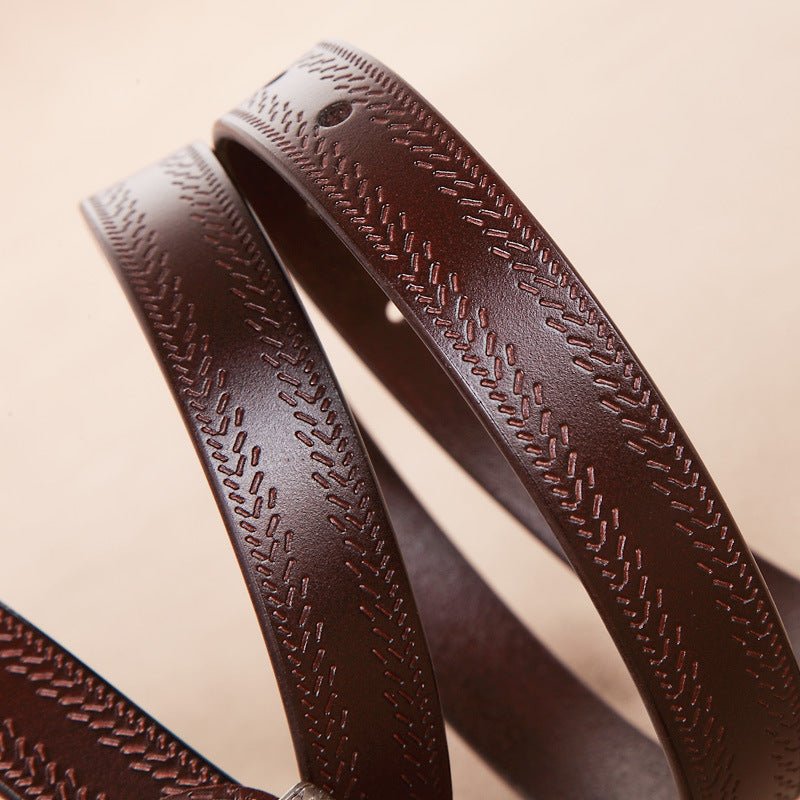 Women's Fall Winter Fashion Matching Jeans Casual Pin Buckle Temperament Belt in Brown