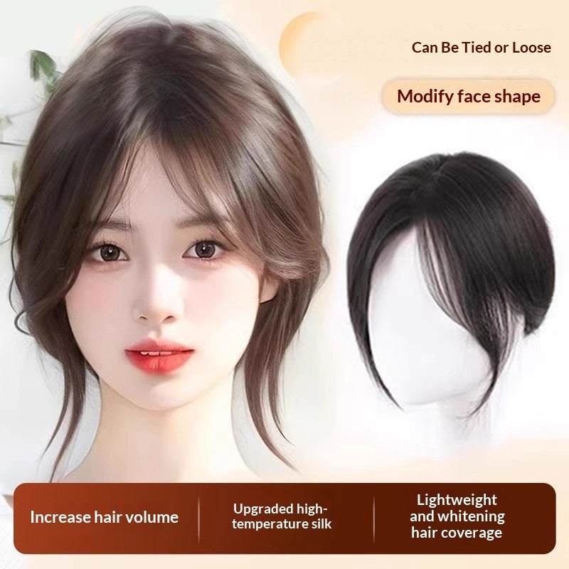 Lightweight Volumizing Faux Bangs and Hairpiece for a Fuller Look in Middle parted brown black