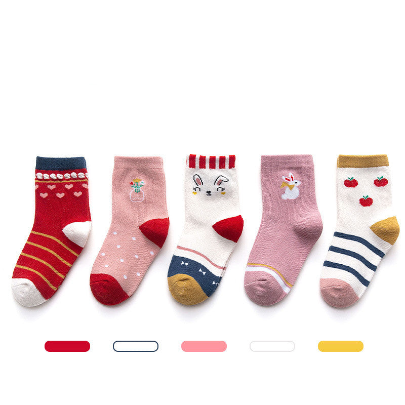 Boys' And Girls' Tube Socks Girl Princess in Avocado shredded flower