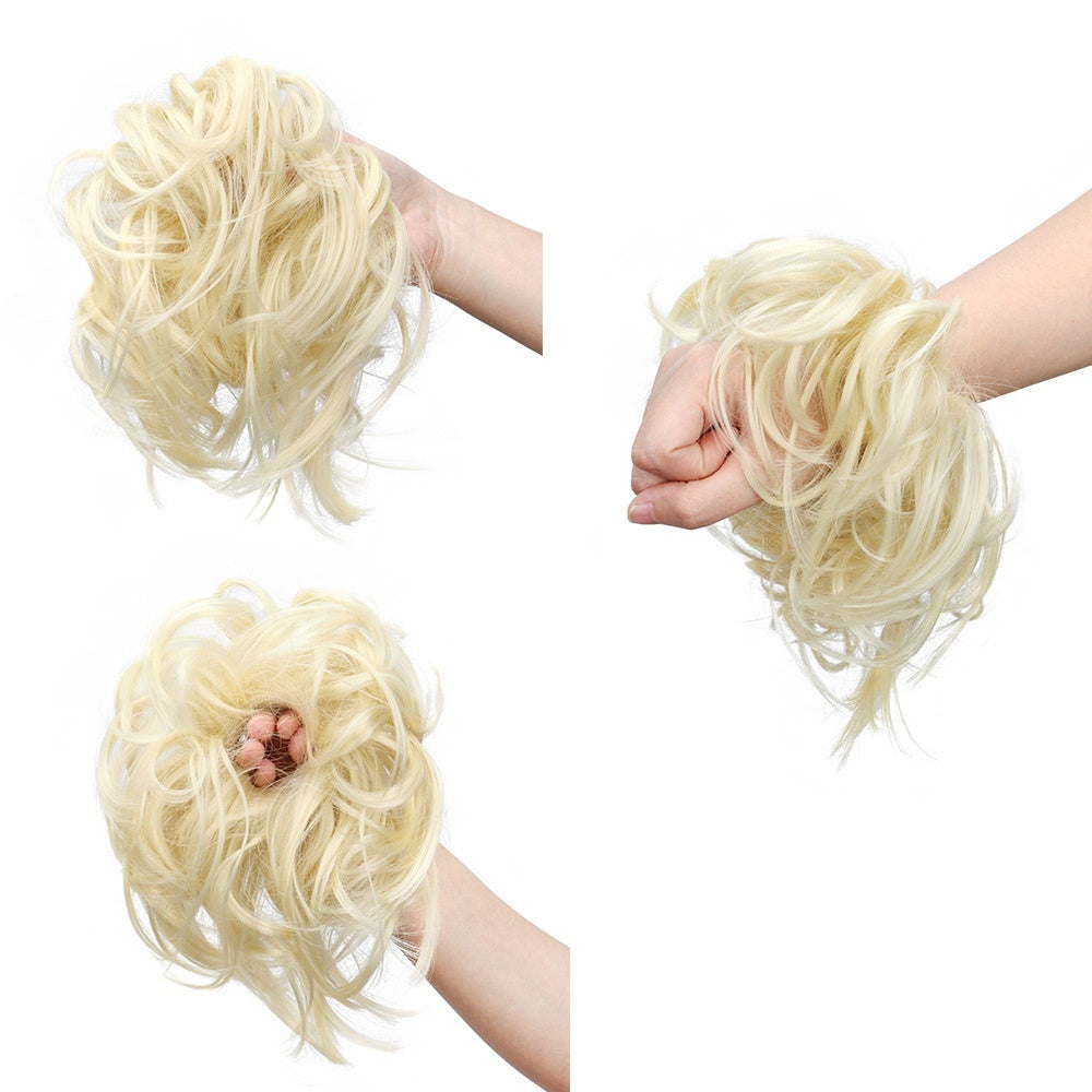 European American Style Messy Hair Wig - Natural Looking Synthetic Fiber Hairpiece for Daily Wear Casual Outfit in 12H613 Style
