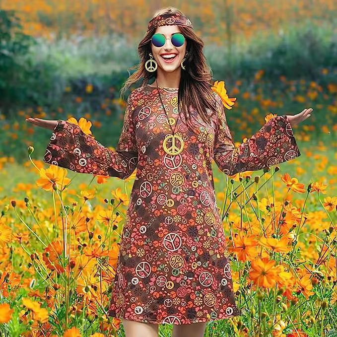 Vintage Hippie Clothing Print Women Dress in Vintage Skirt 2