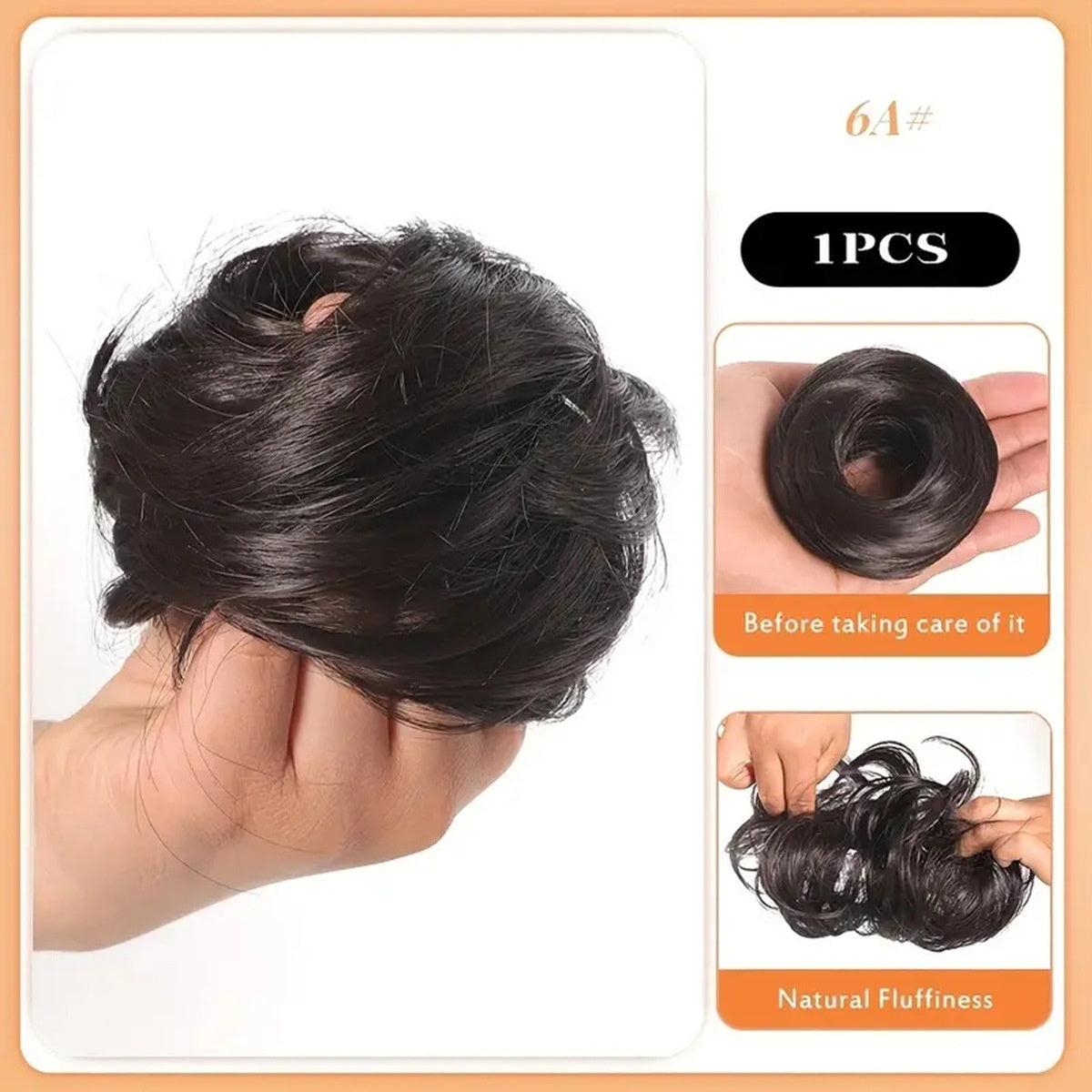Female Hair Loop Simulation with Fluffy Wig and Rubber Band in 27T613