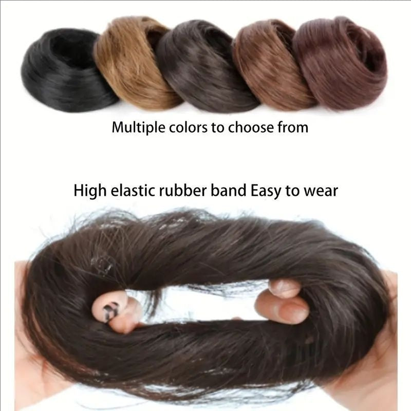 Female Hair Loop Simulation with Fluffy Wig and Rubber Band in 233 Dark Brown