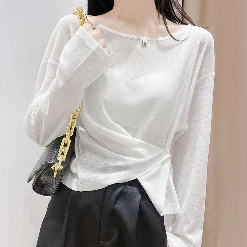 Irregular Summer Loose Thin Sun Protection Clothing for Women in Light Blue