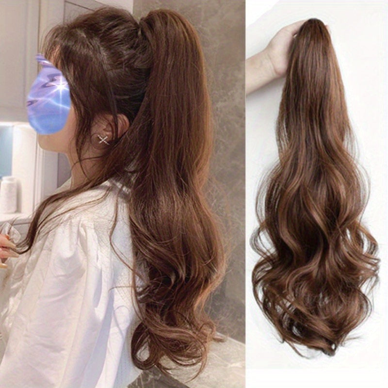 Big Hair Claws Wavy Women's Long Curly High Ponytail Wig in Small Jaw Clip Black