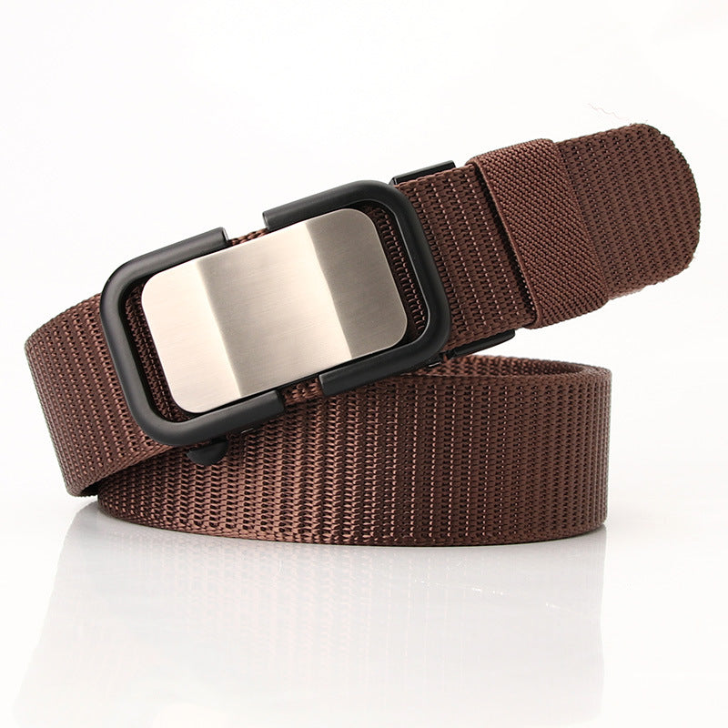 New Nylon Waistband Toothless Automatic Buckle Men's Leather Belt Casual All-match Trouser Neutral and Women's Youth Fashion Wear in Gray