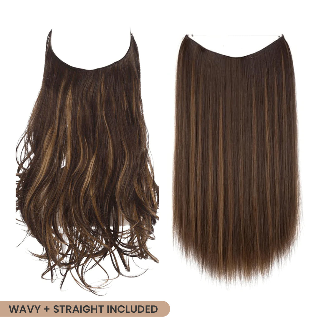 S-noilite 20 Inches Invisible Wire No Clips in Hair Extensions Secret Fish Line Hairpieces Silky Straight Synthetic in 394