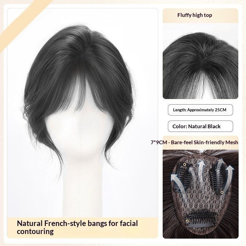 Lightweight Volumizing Faux Bangs and Hairpiece for a Fuller Look in Air bangs light brown