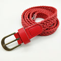 Vintage Style Alloy Pin Buckle Wax Rope Braided Belt in Red