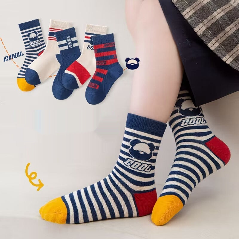 Combed Cotton Cartoon Dinosaur Baby Socks Student in Car v2