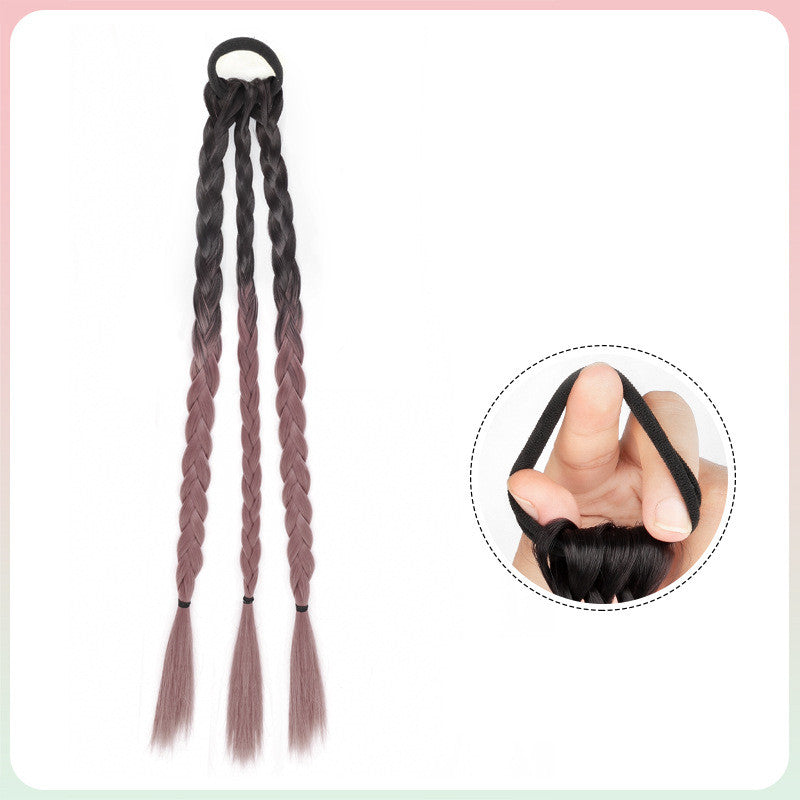 Women's Ponytail Sweet and Cool Hair Ring Wig Boxing Braids in Natural black single pack