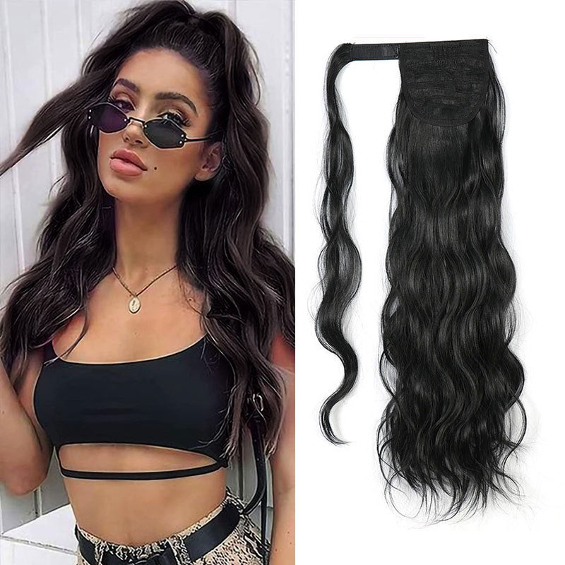 Invisible Velcro Big Wave Ponytail Curly Hair in 1B