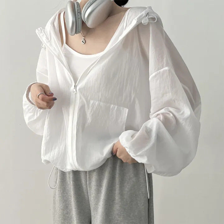Sun Protection Clothing for Women Summer Spring Thin Breathable Jacket in 303A White