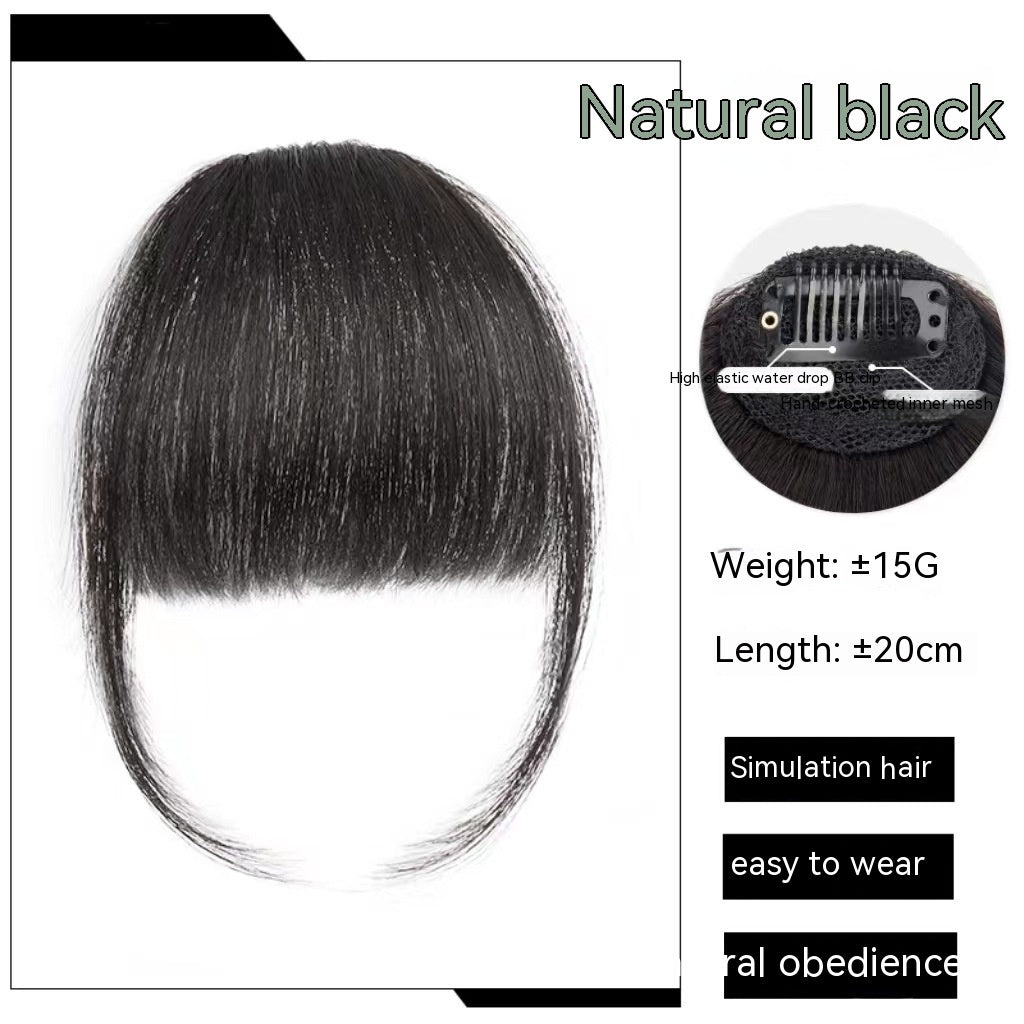 Natural Forehead Artificial Hair Straight Bangs Wig Set Seamless Invisible