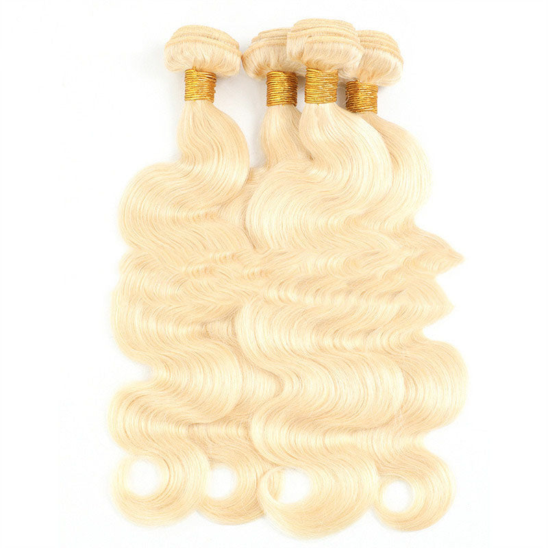Simulated Human Hair Body Wave Curtain 613 Wig Snake Wavy High Temperature Silk in Light gold