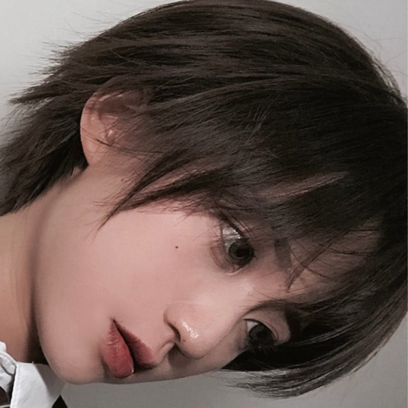 Wigs for Men and Women with Short Hair Bangs in Grandma gray