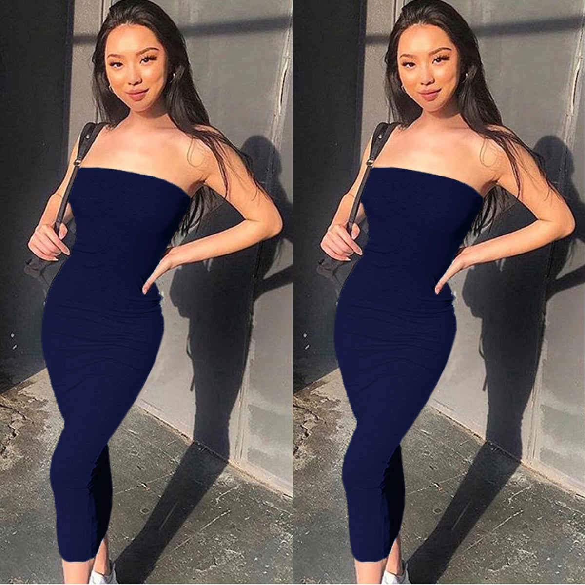 Sleeveless Wrapped Chest Long Beach Dress Women Clothing Summer in Khaki