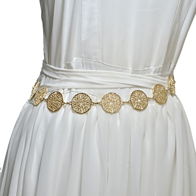 Ladies Decoration Belly Dance Metallic Belt in Gold