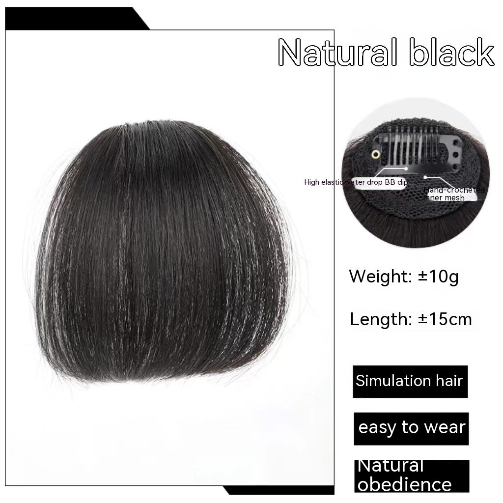 Natural Forehead Artificial Hair Straight Bangs Wig Set Seamless Invisible in With Temples Dark Brown